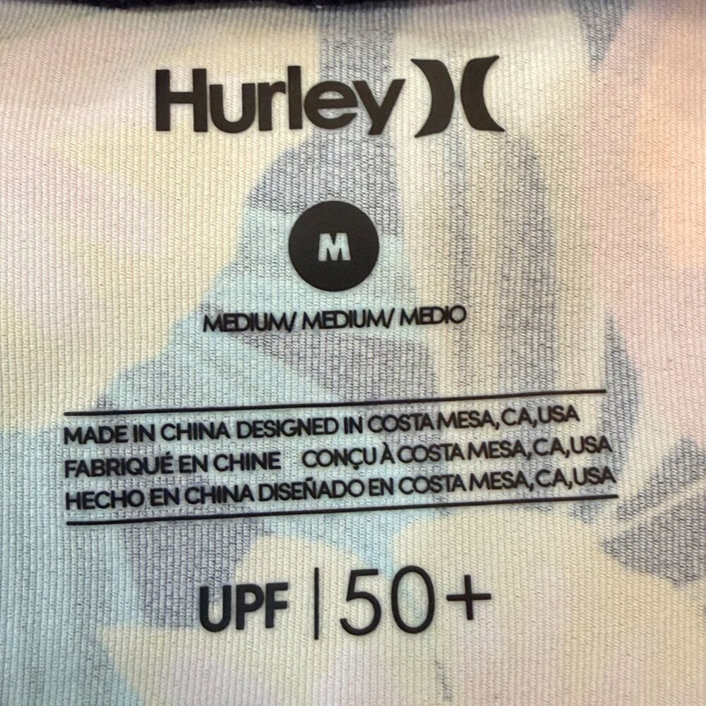 Hurley Floral Cropped Rash Guard UPF 50+ Size M NWT - Picture 9 of 11